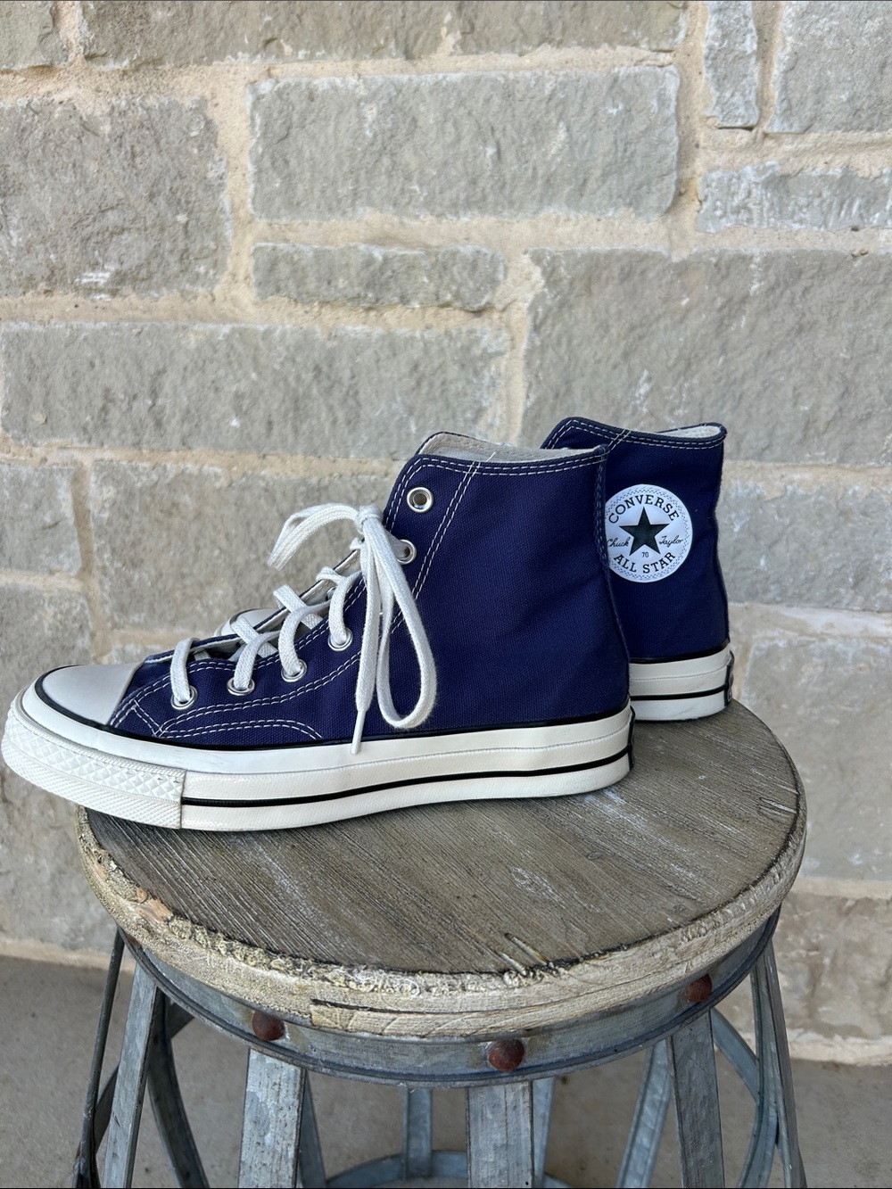 Navy Converse High Tops - Picture 2 of 5